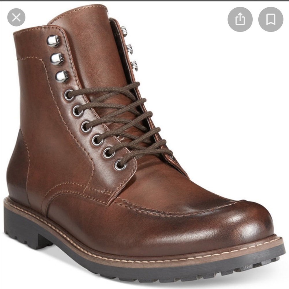 Alfani Drew Leather Brown Boots